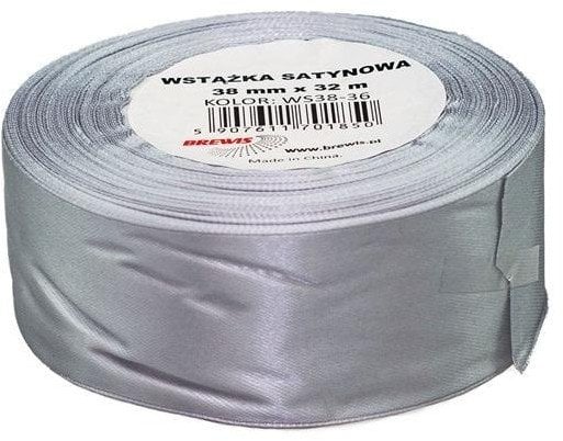 Wstążka satynowa srebrna 38mmx32m