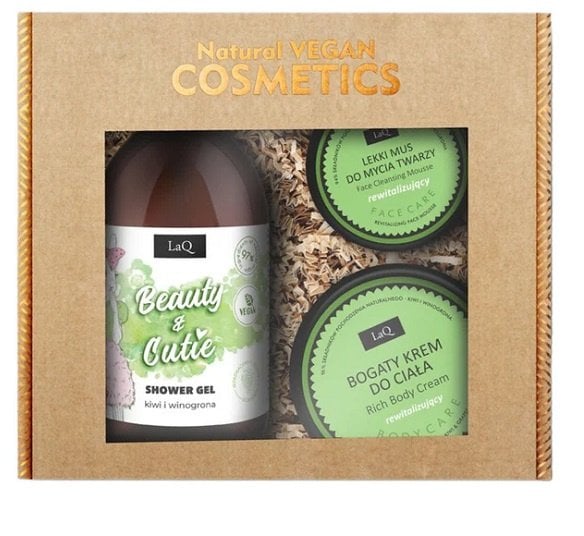 LaQ Beauty & Cutie zestaw żel pod prysznic 500ml + rich body cream 200ml + light face wash mousse 40g