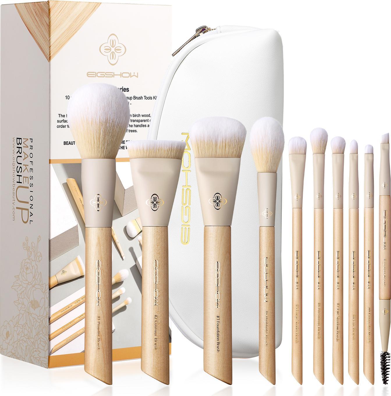 Eigshow Beauty Eigshow Beauty Zestaw 10 pędzli do makijażu seria Origin Burlywood
