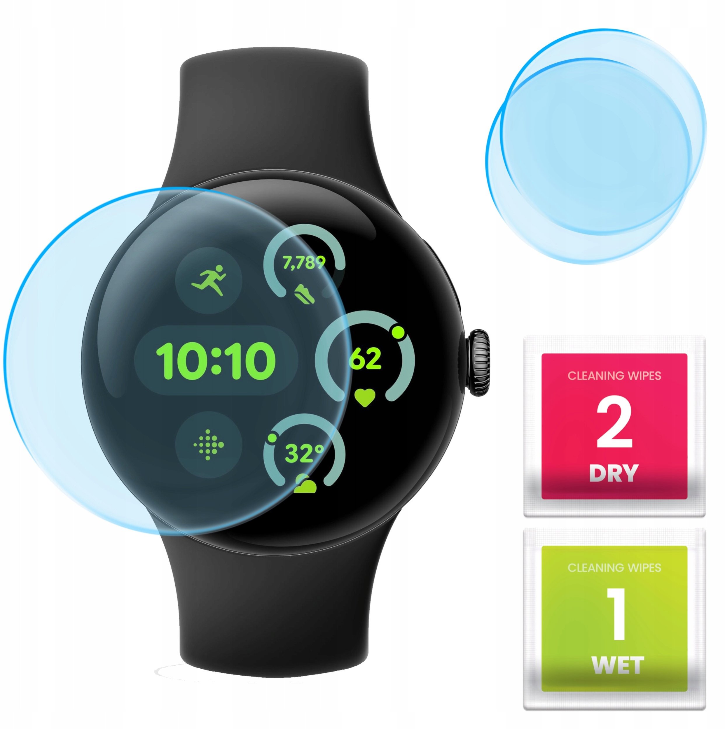 2-PAK Szkło Hybrydowe do Google Pixel Watch 3 (wersja 45 mm) (Szkiełko, 9H)