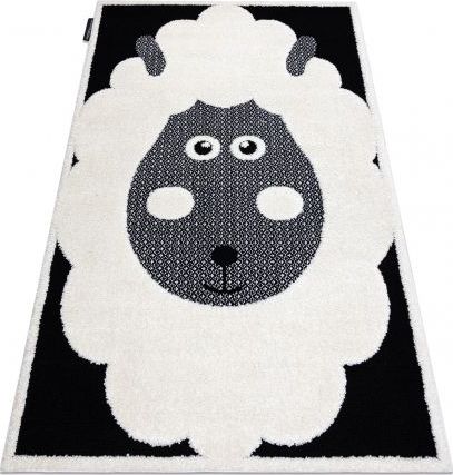 Dywany Łuszczów Dywan dziecięcy JOY Sheep owca, dla dzieci - Strukturalny, dwa poziomy runa krem / czarny, 120x170 cm