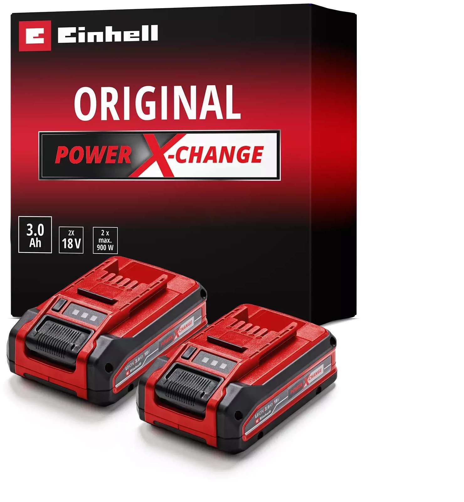 Akku Power-X-Change Plus TWIN-PACK 18Volt 3,0Ah(rot/schwarz, 2 Stück, ohne Ladegerät)
