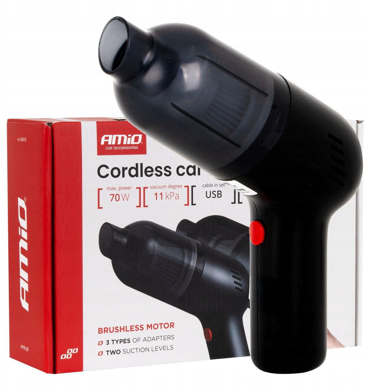 Odkurzacz samochodowy bezprzewodowy bezszczotkowy 70w 11kpa usb-c vc-08 hepa amio-04416