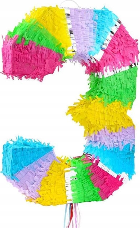 GoDan Piniata cyfra 3 pastelowa 50x35x7.5cm