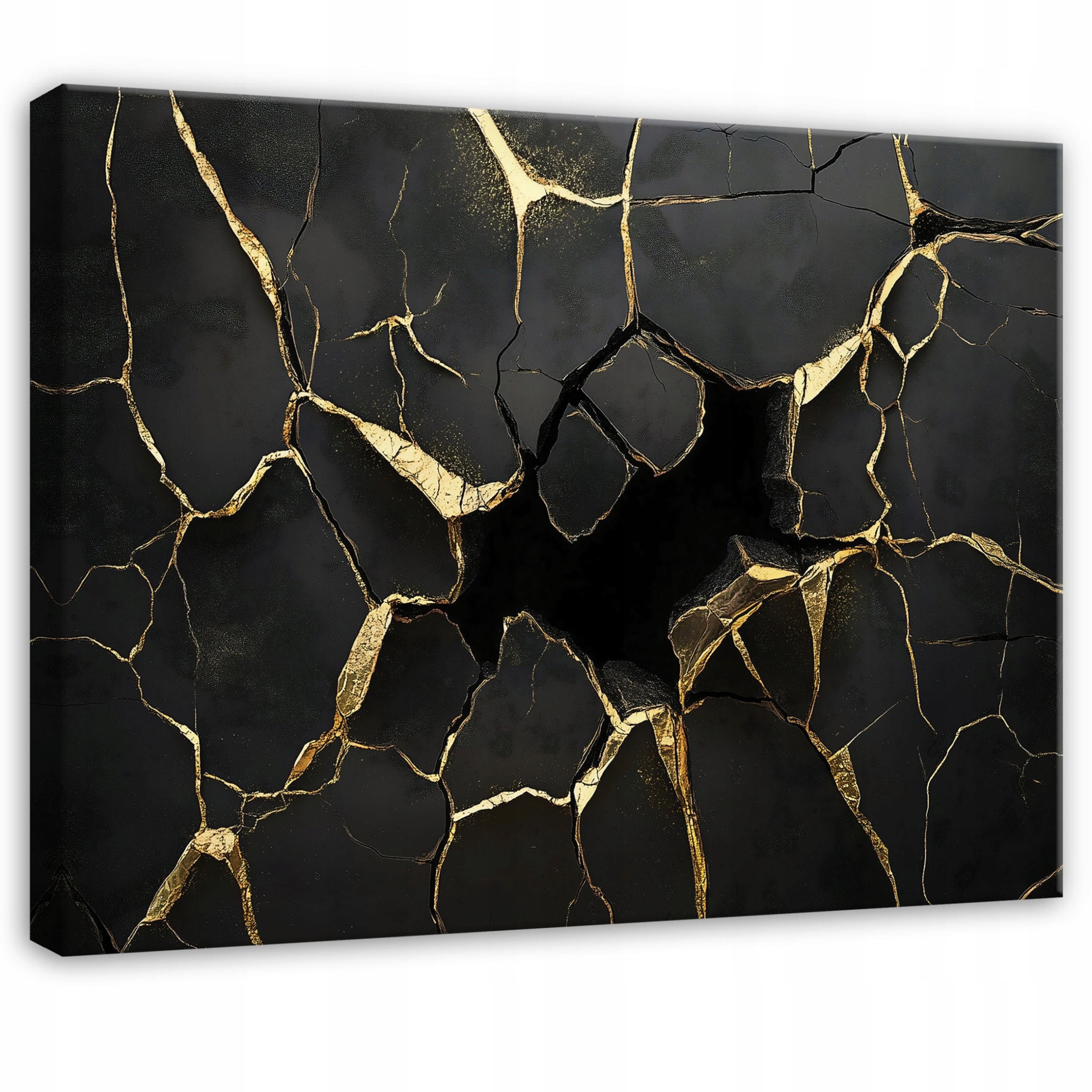 OBRAZ CZARNY ZŁOTO MARMUR DO SYPIALNI SALONU KUCHNI NA PŁÓTNIE 120x80
