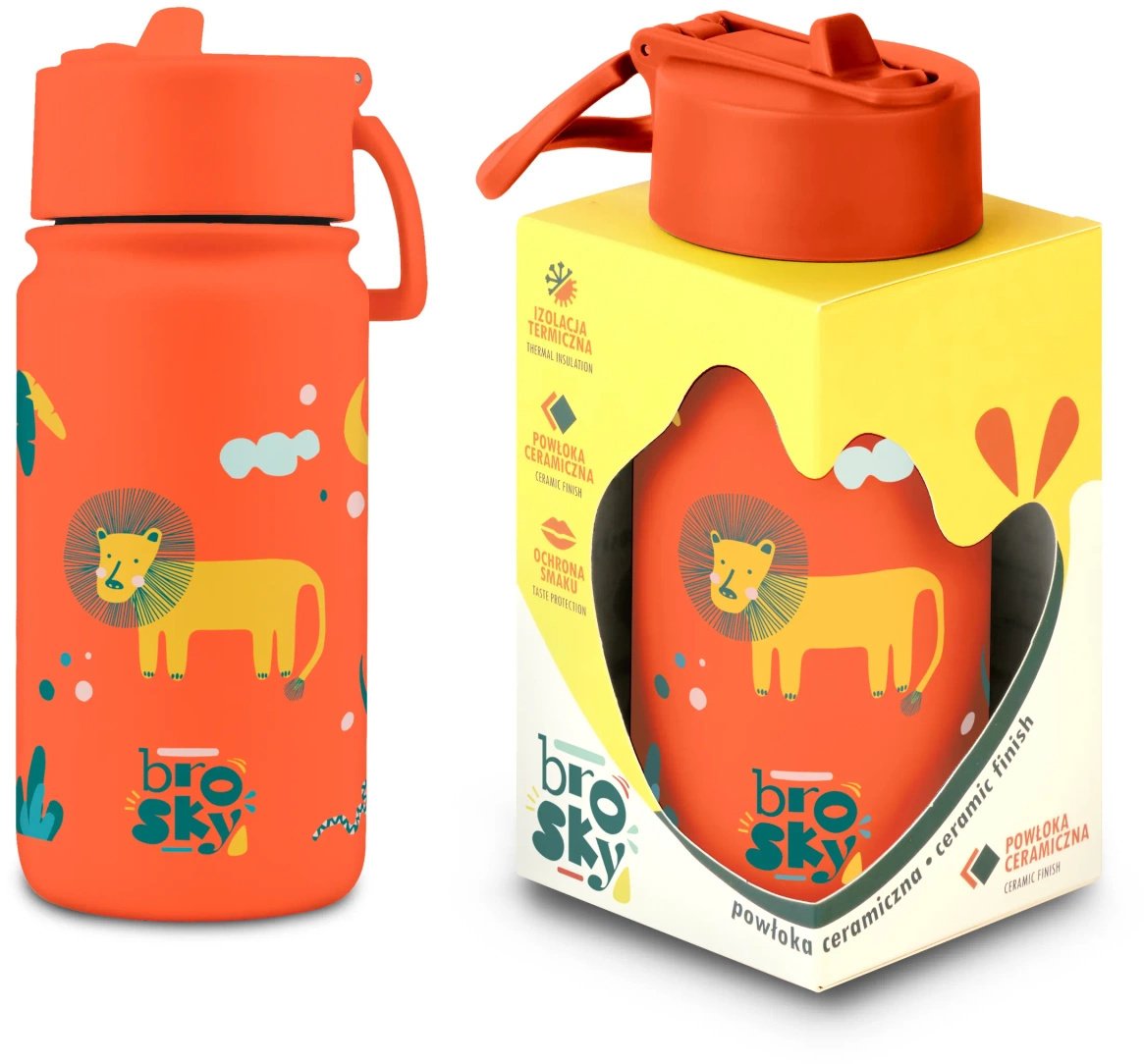 Brosky Ceglasta butelka na wodę dla dzieci w safari 450 ml