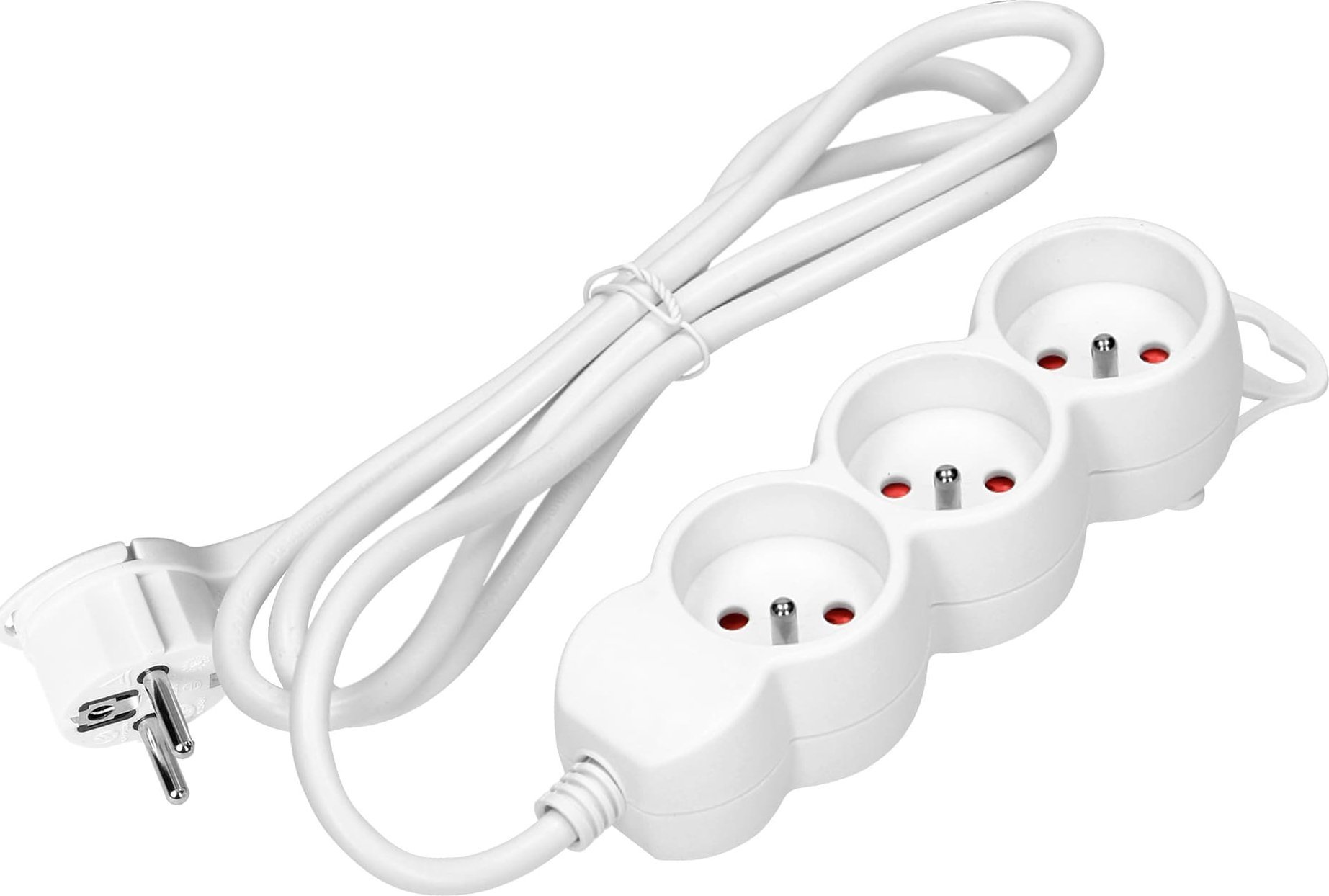 Orno Przedłużacz 3-krotny 2P+Z, 1,5m H05VV-F 3x1,5mm2 , Imax=16A, płaska wtyczka, biały