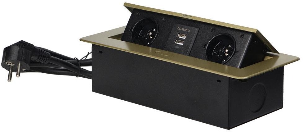 Orno Gniazdo wpuszczane w blat 2x250V, 2xUSBOR-AE-13126/BR