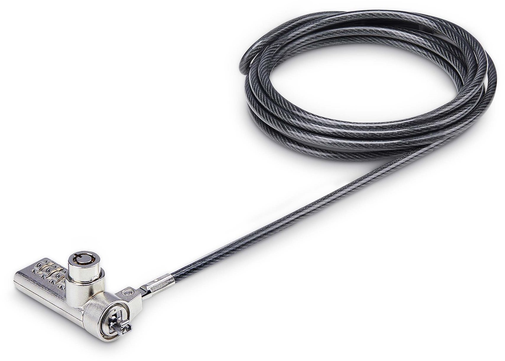 StarTech.com 10-Pack Dual-Access Laptop Lock, 6.5ft (2m) Keyed Alike and Combination Security Cable Lock for K-Slot Devices, Computer Anti-Theft Steel