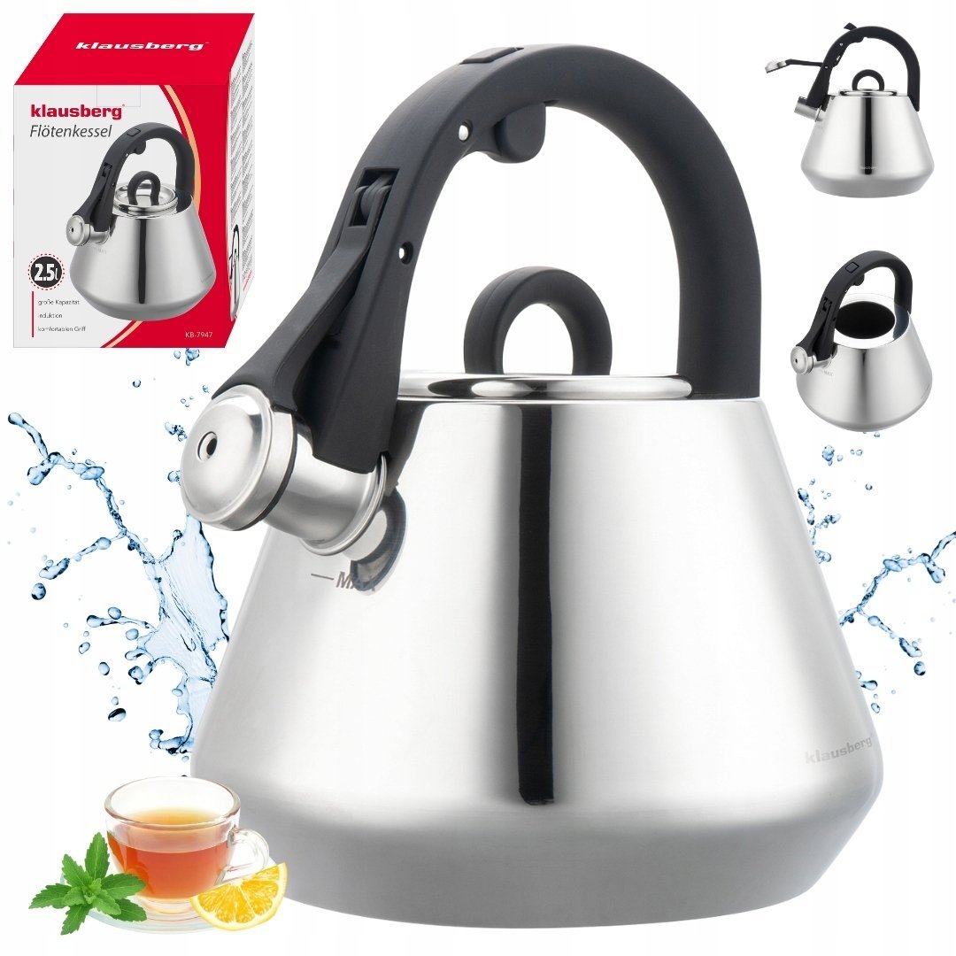 CZAJNIK STALOWY Z GWIZDKIEM 2,5L KLAUSBERG KB-7947