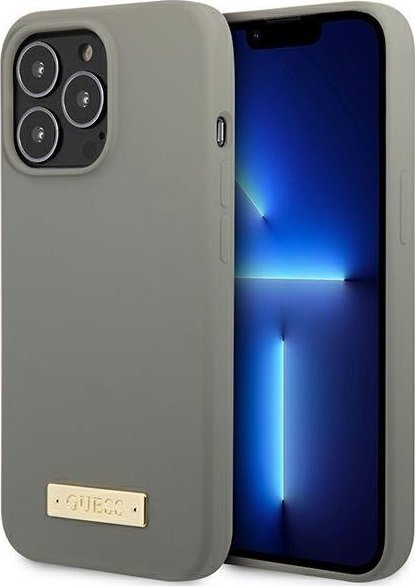 Guess Guess GUHMP13XSPLG iPhone 13 Pro Max 6,7" szary/grey hard case Silicone Logo Plate MagSafe NoSize