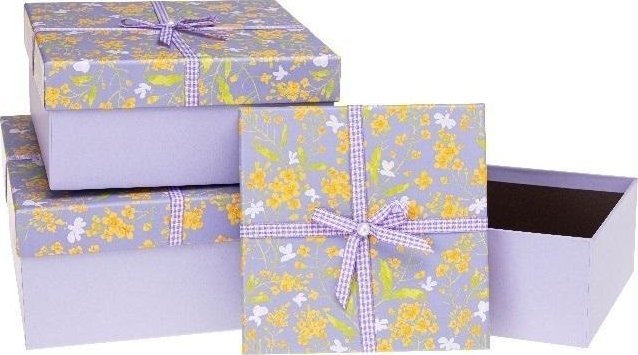 Pudełko prezentowe z kokardą 3szt fiolet ROZETTE