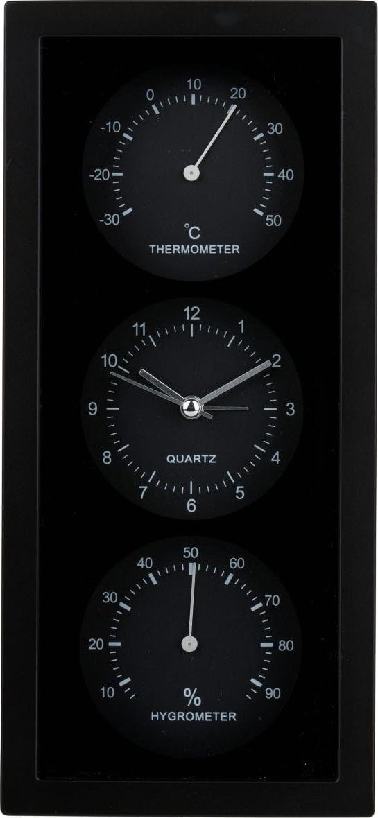 ZEGAR BUDZIK TERMOMETR HIGROMETR 26X5x12CM ARTICASA CZARNY