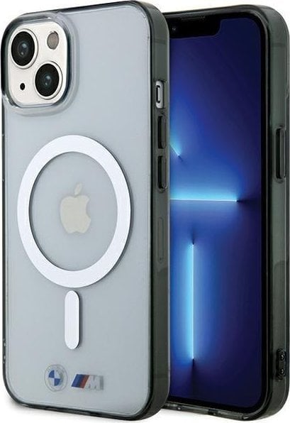 BMW BMHMP15SHCRS iPhone 15 / 14 / 13 6.1" przezroczysty/transparent hardcase Silver Ring MagSafe