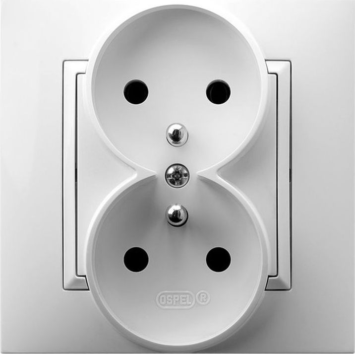 Ospel ARIA Gniazdo podwójne z/u biały GP-2UZ/00