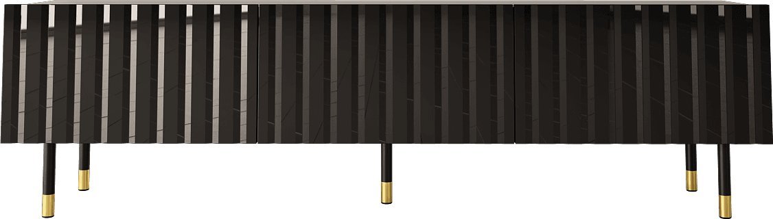 MEGSTYL SZAFKA RTV 180CM PILAR 01 Czarny mat - Czarny połysk