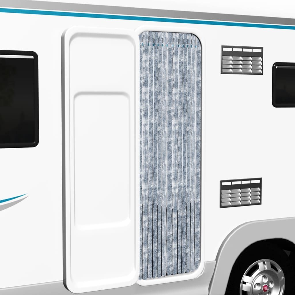 vidaXL Zasłona na owady, szarość i biel, 56x185 cm, szenil