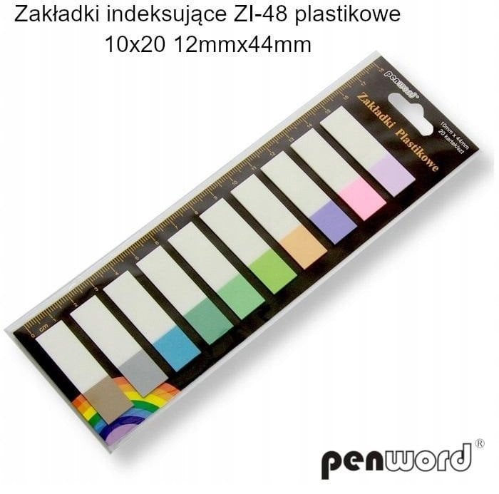 Zakładki indeksujące 12x44mm 10x20szt plastikowe