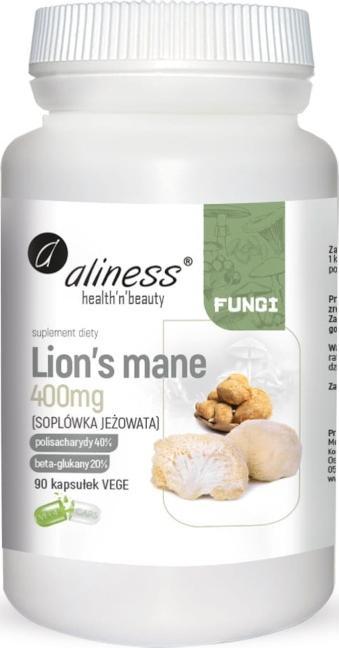 Aliness Lion's Mane Soplówka Jeżowata 400 mg 90 kaps vege - Aliness