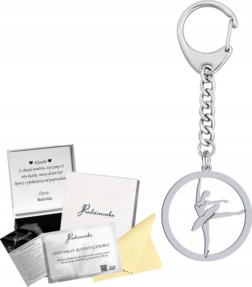 Radziszewska Jewellery Brelok Srebrny z Baletnicą Balet SREBRO 925 Prezent Kobieta GRAWER GRATIS