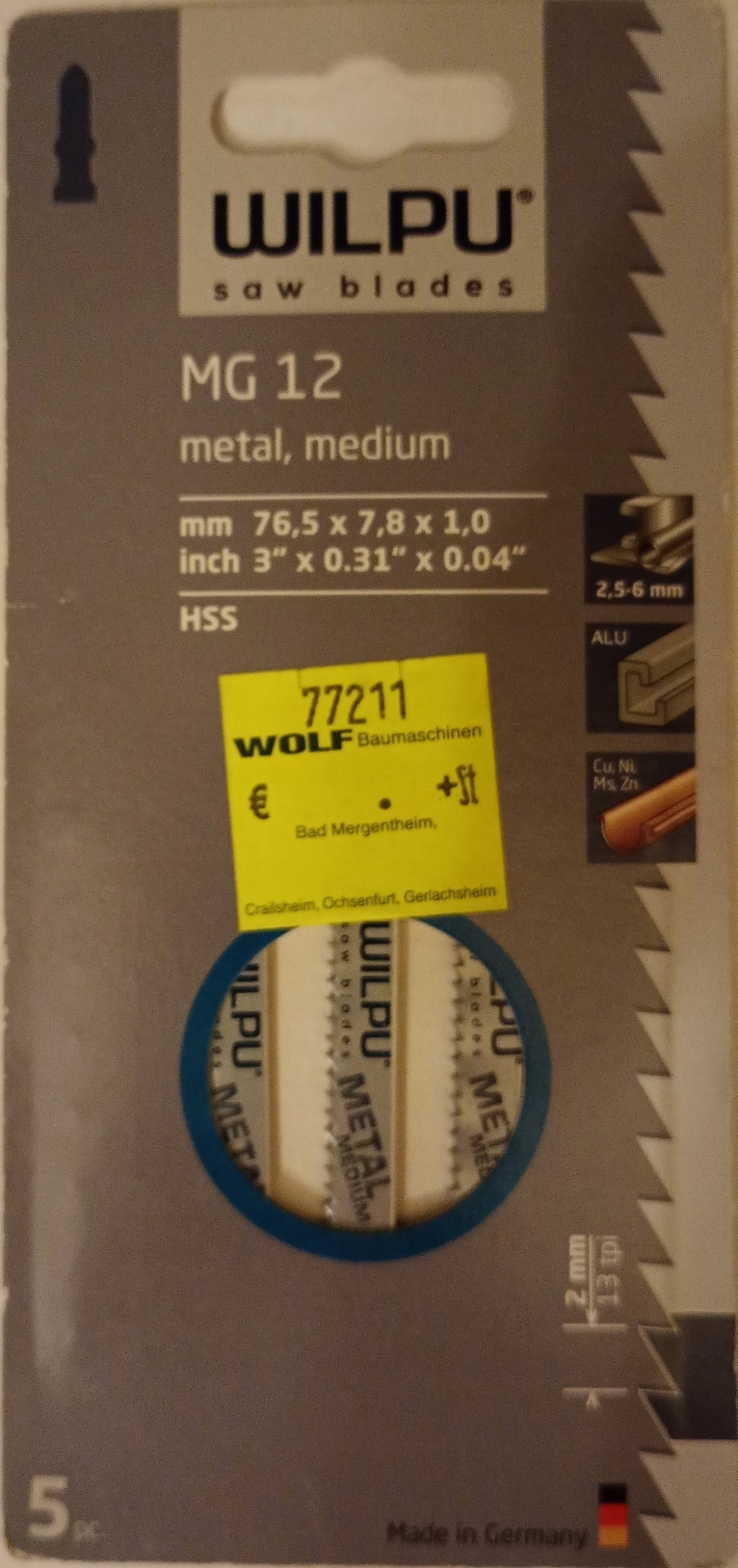 JIG SAW BLADES MG12 T118B (5PCS)