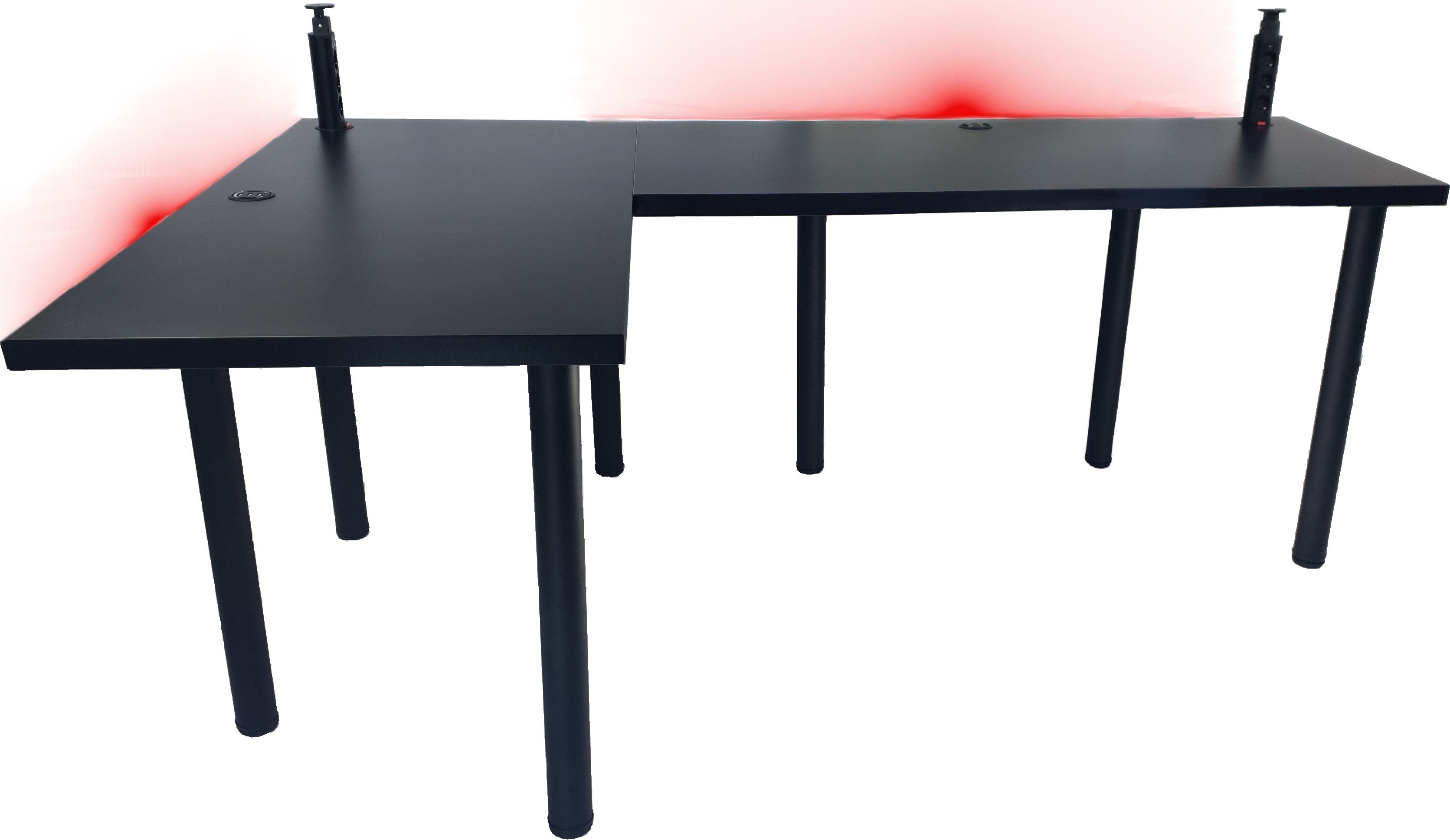 Biurko Daming Model 3 Czarne 202 cmx136 cm x 1,8 cm z okrągłym przepustem na kable