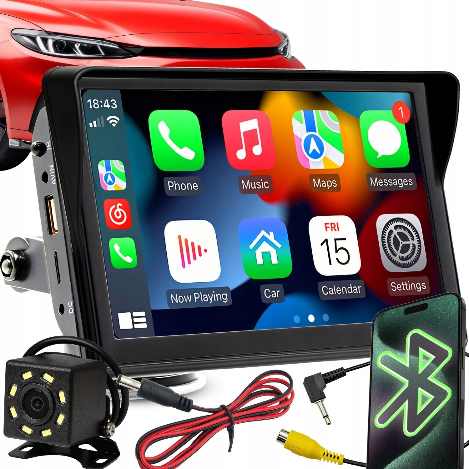 RADIO SAMOCHODOWE 7 CALI ANDROID APPLE CARPLAY KAMERA COFANIA MULTIMEDIALNE