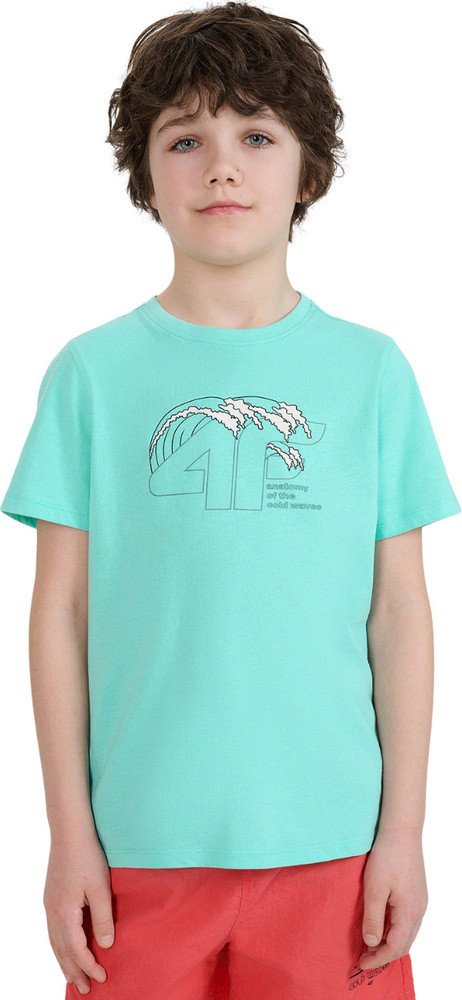 Koszulka dla chłopca 4F M1917 miętowa 4FJWSS25TTSHM1917 47S 146cm