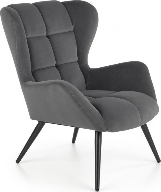 Halmar Fotel Wypoczynkowy TYRION Popiel Welurowy