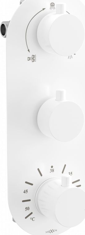 Bateria prysznicowa Mexen Mexen Kai termostatyczna bateria wannowo-prysznicowa 3-wyjściowa biała - 77603-20