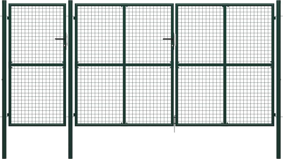 vidaXL Brama ogrodzeniowa, stalowa, 400 x 150 cm, zielona