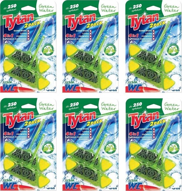Tytan 6 x KOSTKA DO WC 4w1 TYTAN GREEN WATER 2x40g