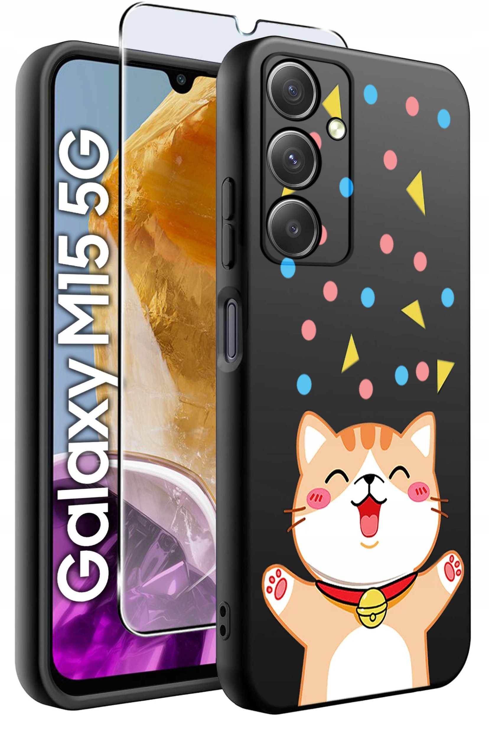 ETUI do Samsung M15 5G WZORY | SILIKONOWE MATT CASE + SZKŁO HARTOWANE 9H