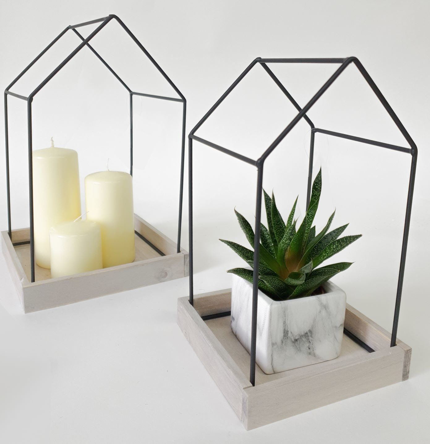 Tajemniczy ogród Druciany domek loft lampion kwietnik () - 2953-uniw