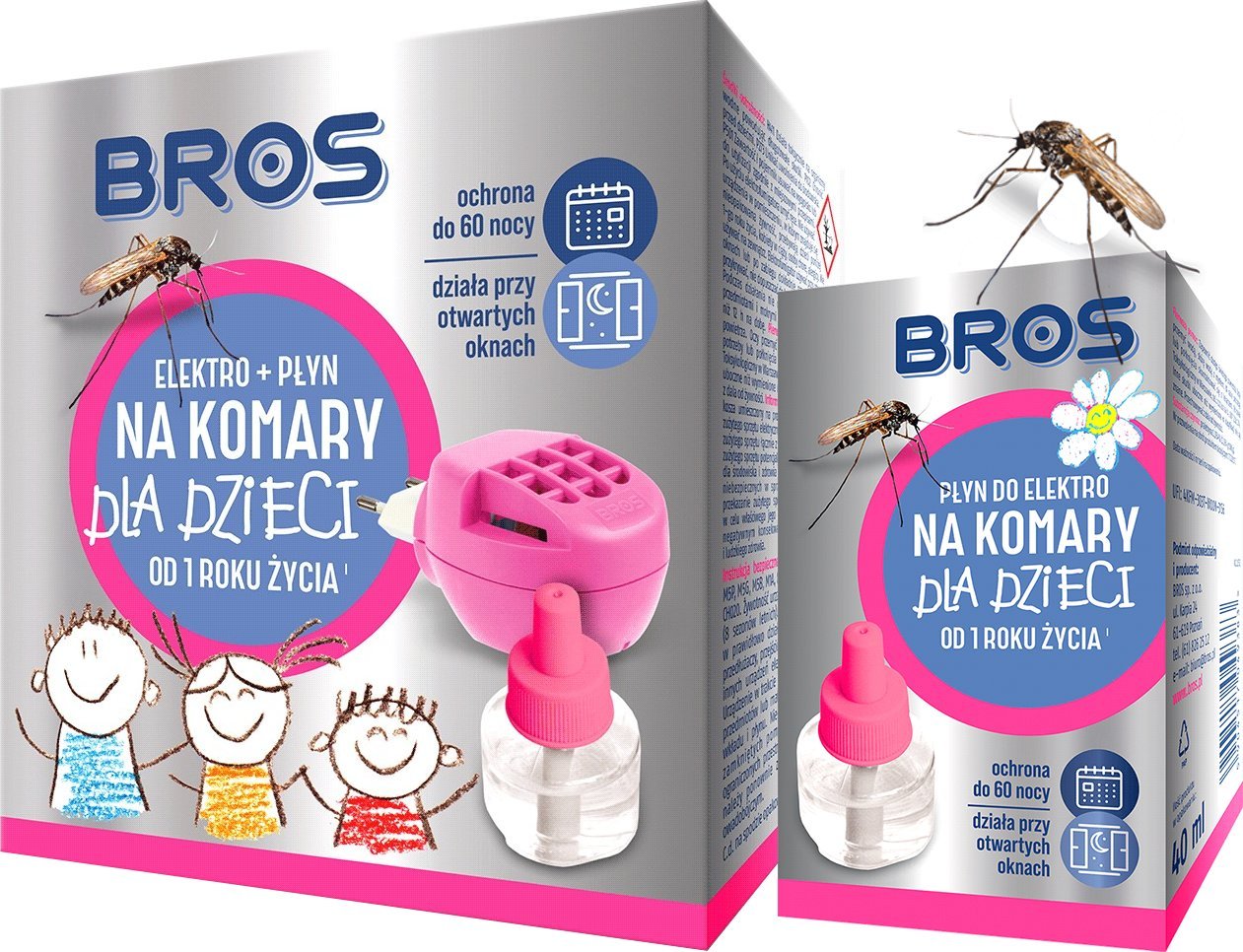 Bros Zestaw BROS - elektro + 2x płyn na komary dla dzieci od 1 roku życia - 60 nocy