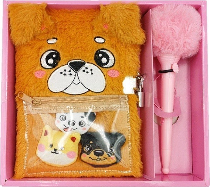 Pamiętnik pluszowy Piesek zestaw z długopisem Stnux