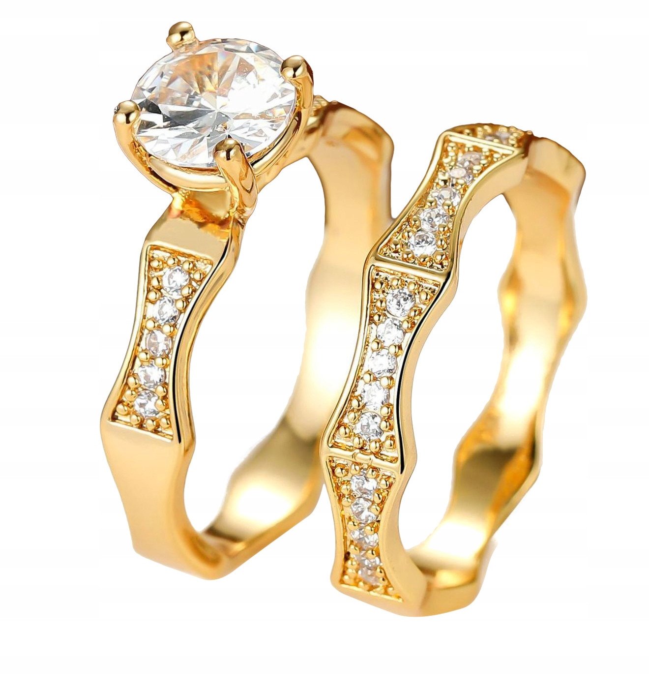 Złote OBRĄCZKI PARA ŚLUBNE STAL POZŁACANE r.17/19