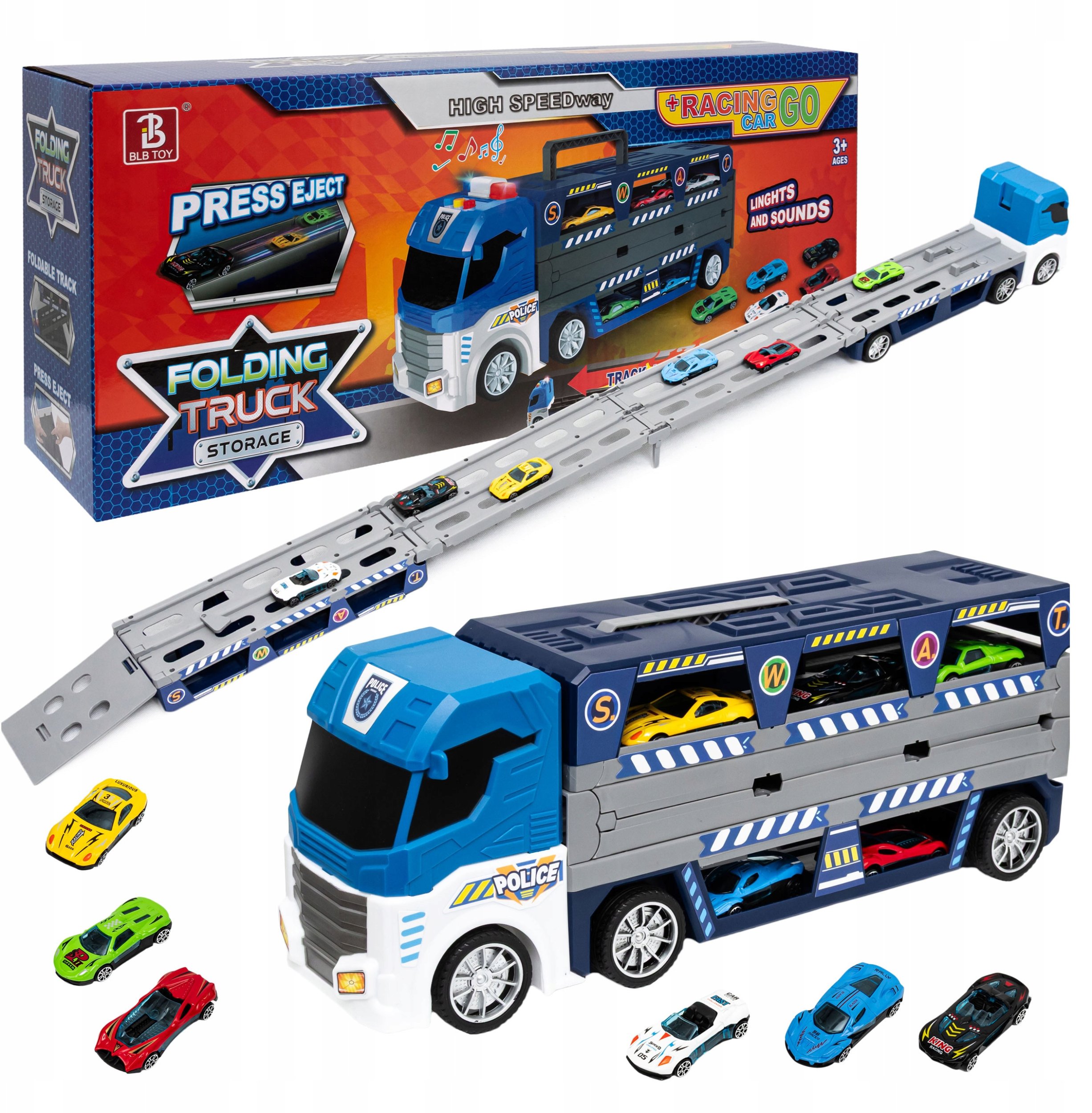 Wyrzutnia Autek Ciężarówka Transporter Laweta 3W1 Ogromna 130 Cm + Resoraki