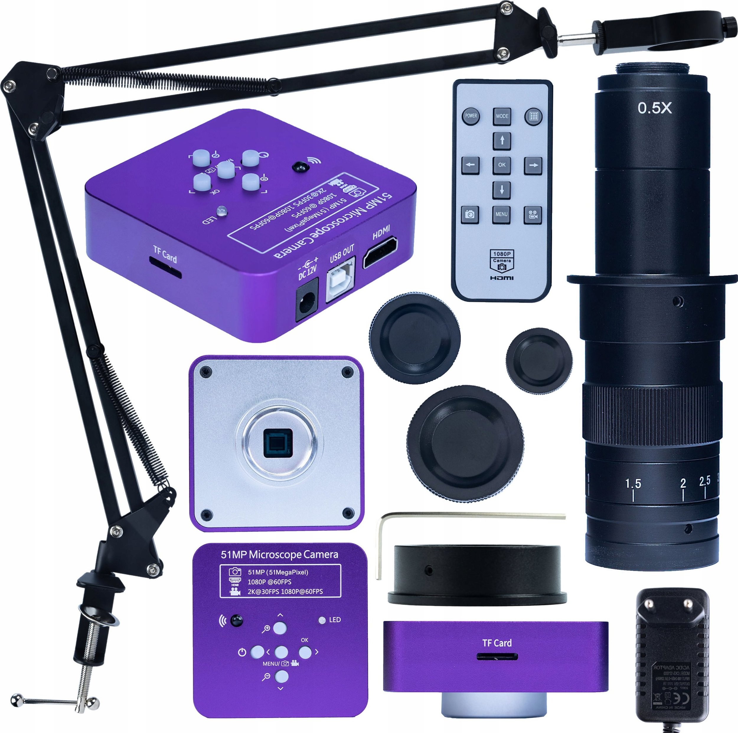 Mikroskop Rosfix MIKROSKOP CYFROWY Z KAMERĄ PUPPIS PINK PRO 51MP WYSIĘGNIK OBIEKTYW 180X 3W1