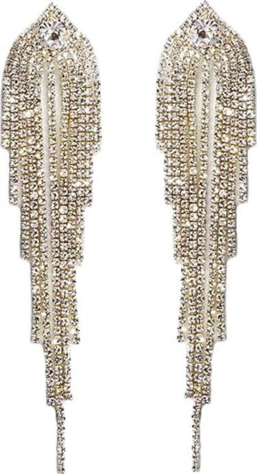 KOKONET Kolczyki złote długie nitki z cyrkonii - wizytowe