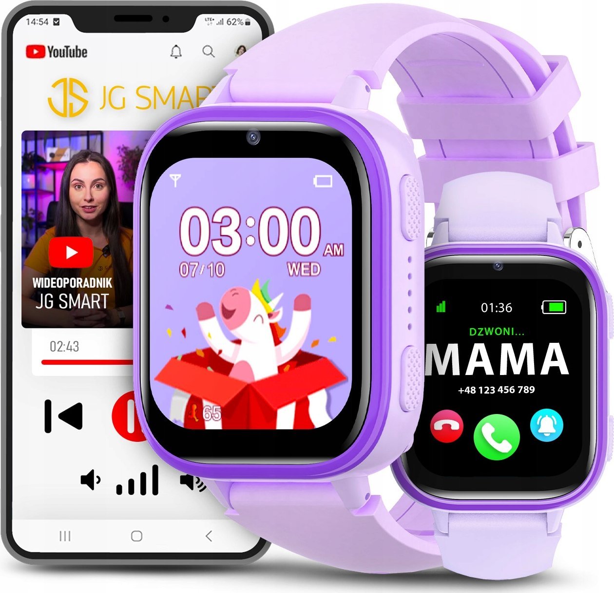 Smartwatch Dla Dziecka Dziecięcy Zegarek Telefon SIM Gry Nauka Aparat Bajki