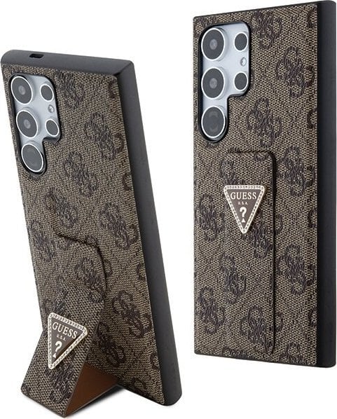 Guess Grip Stand 4G Triangle Strass Logo - Etui Samsung Galaxy S24 Ultra (brązowy)