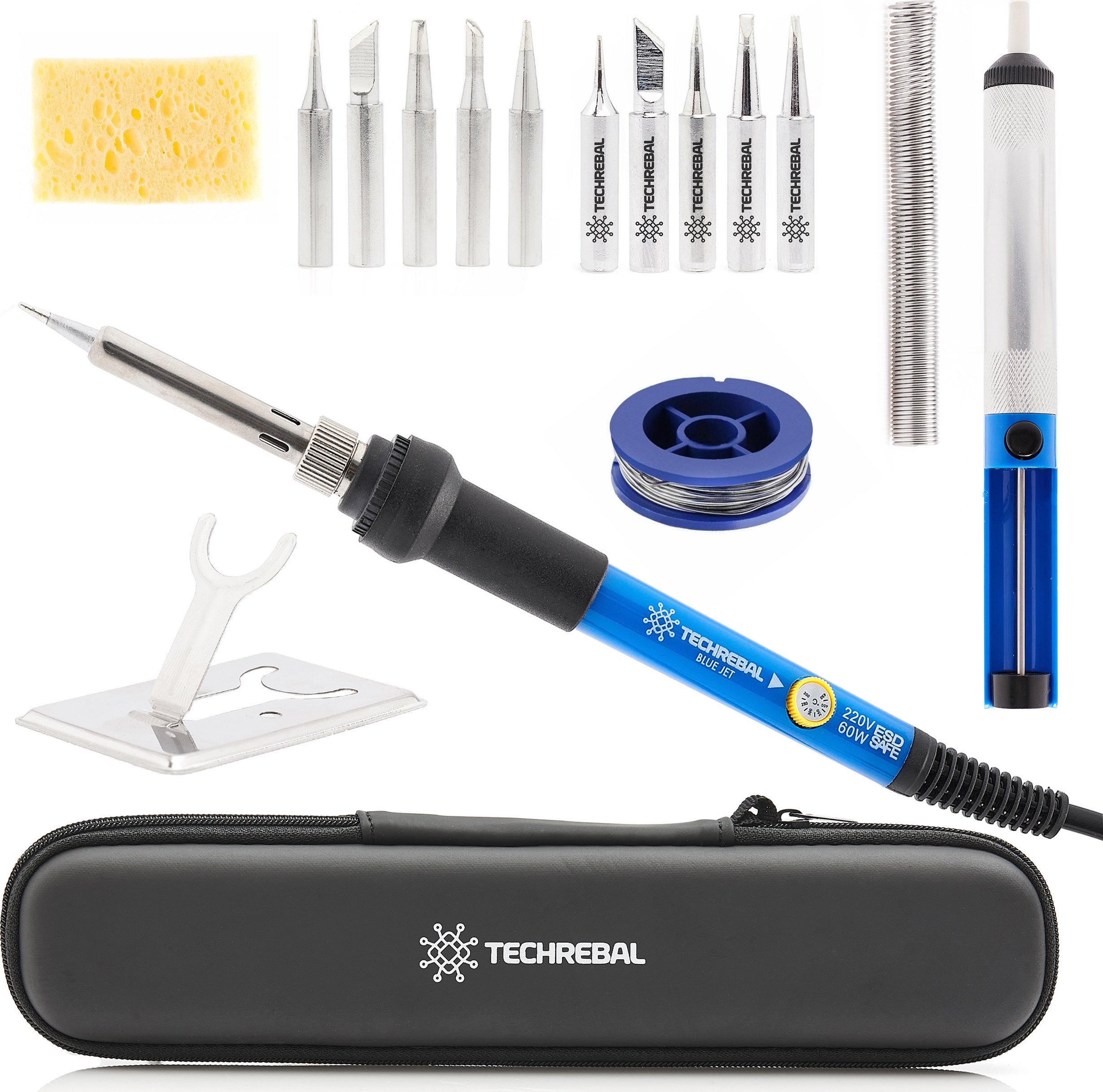Zestaw Lutownica Kolbowa TBJ60W Blue Jet 11 Grotów + Akcesoria Techrebal XL