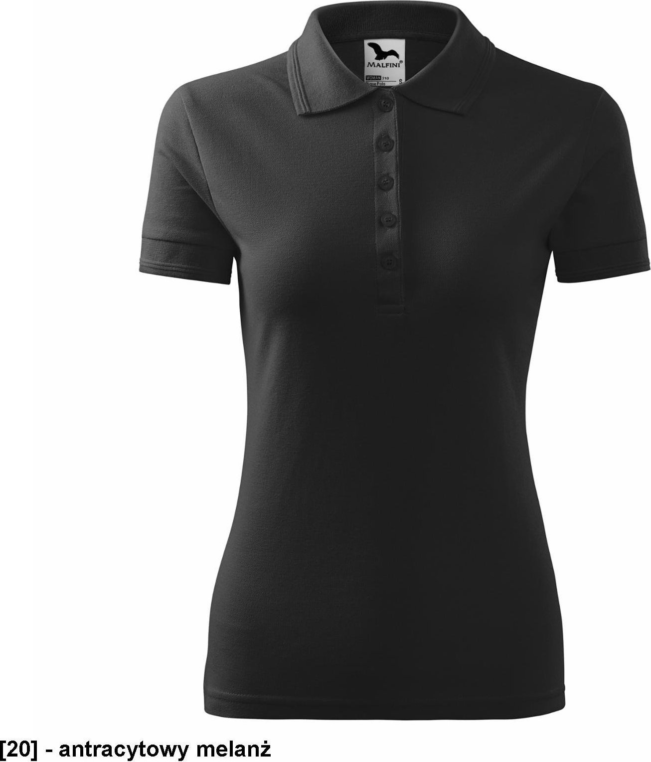 MALFINI Pique Polo 210 - ADLER - Koszulka polo damska, 200 g/m - antracytowy melanż M
