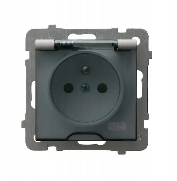 Ospel Gniazdo bryzgoszczelne z uziemieniem przezroczyste wieczko kaszmirowe IP-44 GPH-1GZ/m/82/d