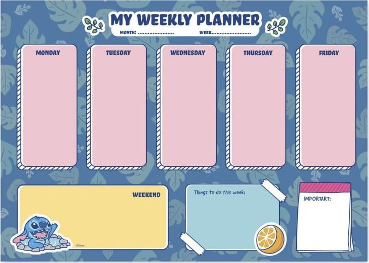 Pusheen Disney Stitch - Planner tygodniowy 54 strony A4
