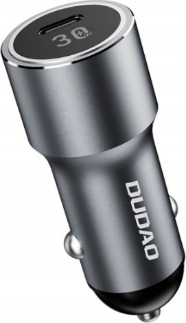 Adapter USB Dudao Ładowarka R14 samochodowa USB-C 30W PD - srebrny