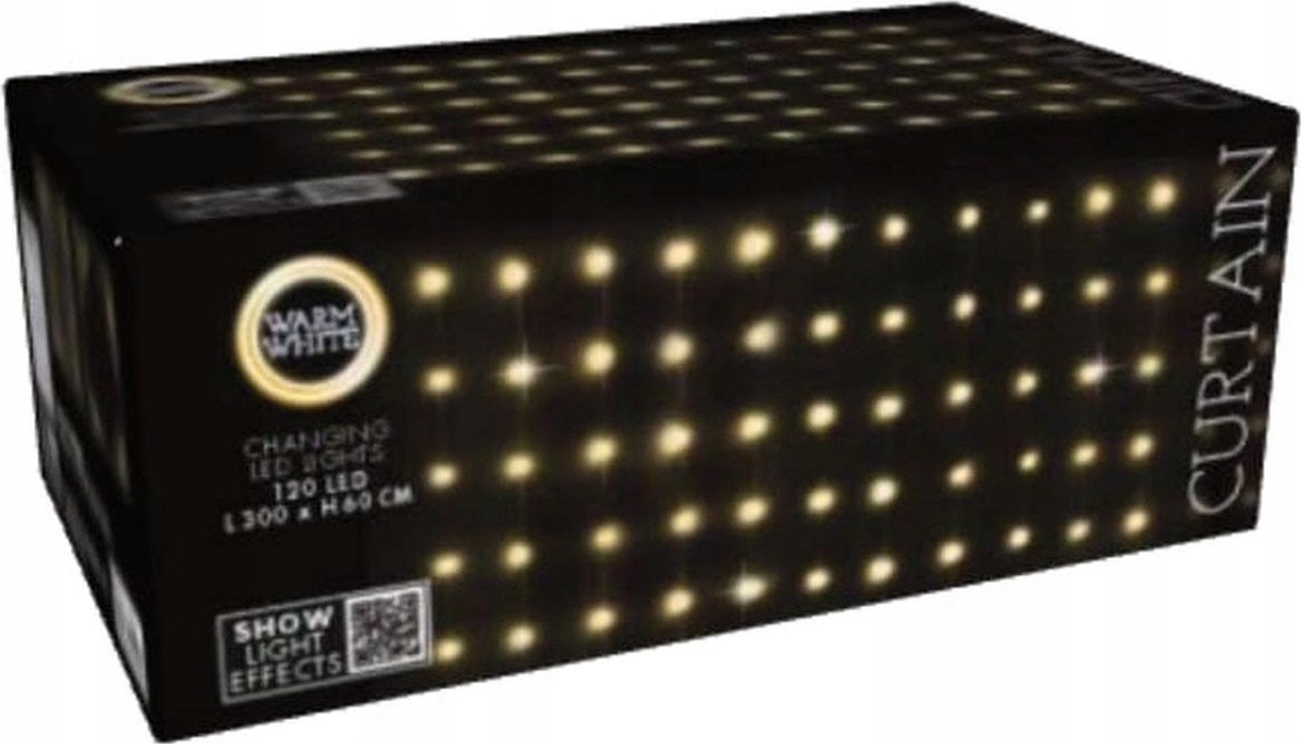 Lampki choinkowe CORTINA LAMPKI CHOINKOWE KURTYNA ŚWIETLNA ZEW/WEW 120 LED 300X60CM Z PILOTEM CIEPŁY BIAŁY