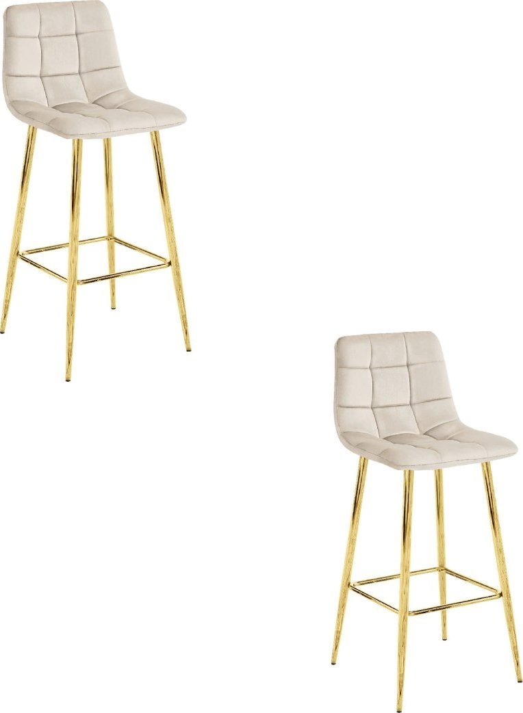 Hoker ARCETO - aksamit beż / nogi ZŁOTE x 2