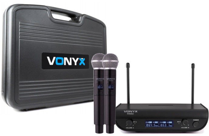 Zestaw mikrofonów bezprzewodowych UHF 2x doręczny Vonyx WM82 one size